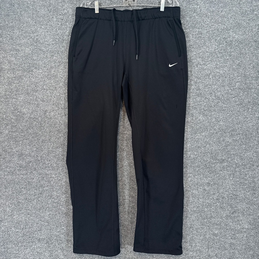 Nike Pants Mens Large Black Dri-FIT Fleece Straight Leg Athletic Sweatpants